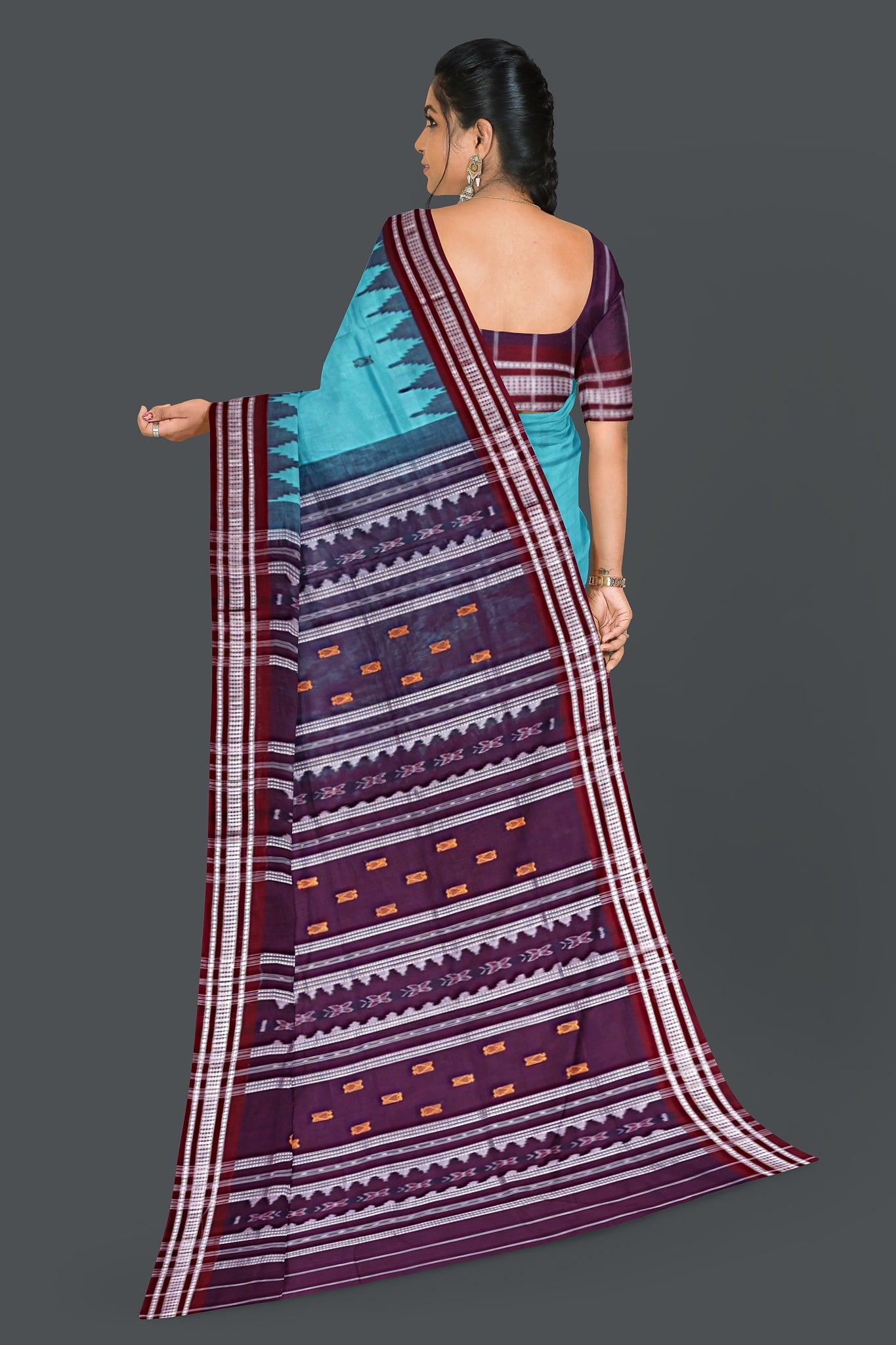 Light Emerald Pata Bapta Saree