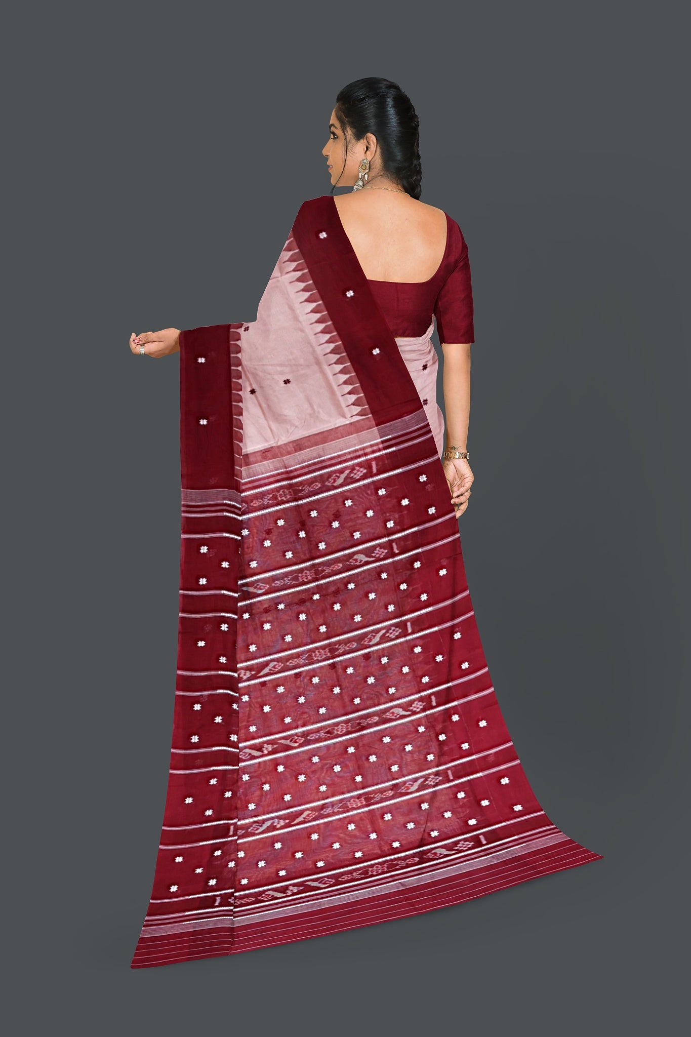 Peach Pata Bapta Saree