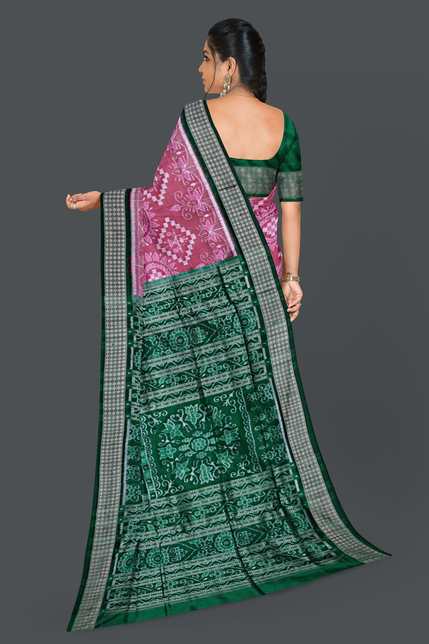 Sweet Pink Forest Green Border Bandha Pasapali