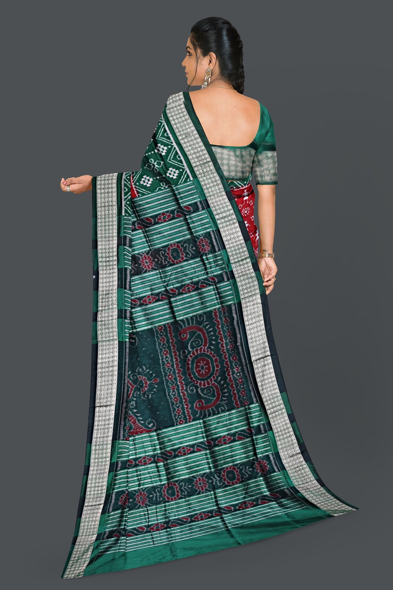Maroon Teracota Bandha Saree