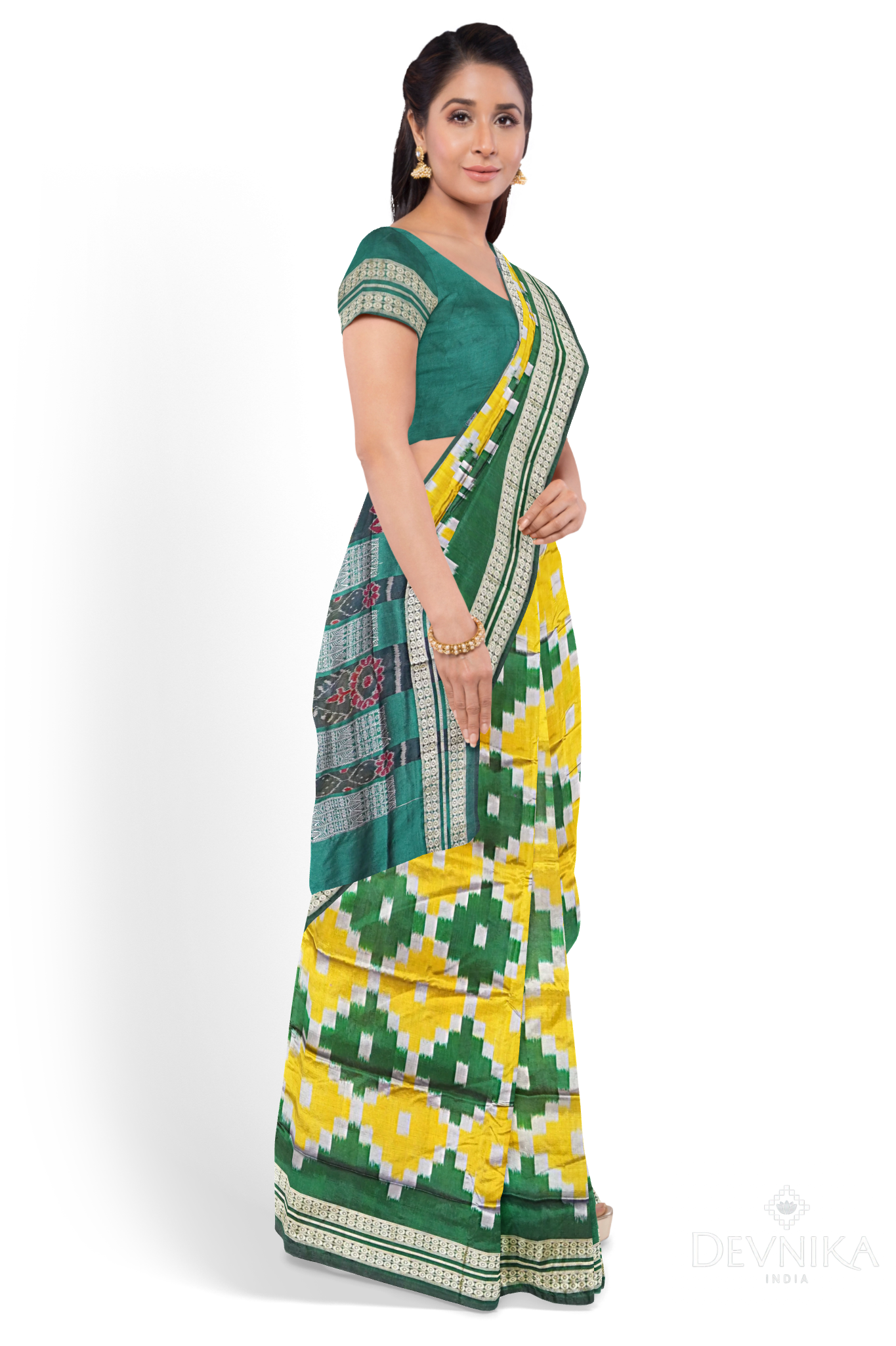 Yellow and Green Body Pasapalli Saree