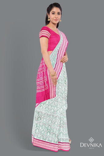 Light Green Teracota Bandha Saree