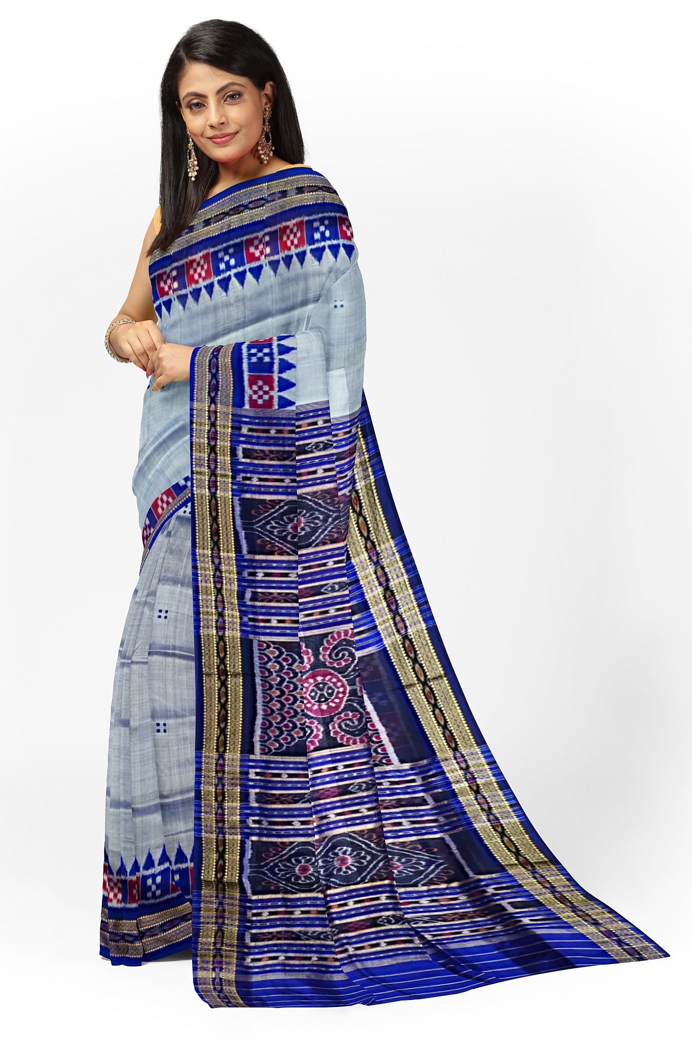 Sky blue Pasapalli Temple Border Khandua Pata Saree