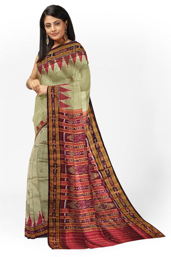 Matha brown border Big Temple Border Khandua Pata Saree