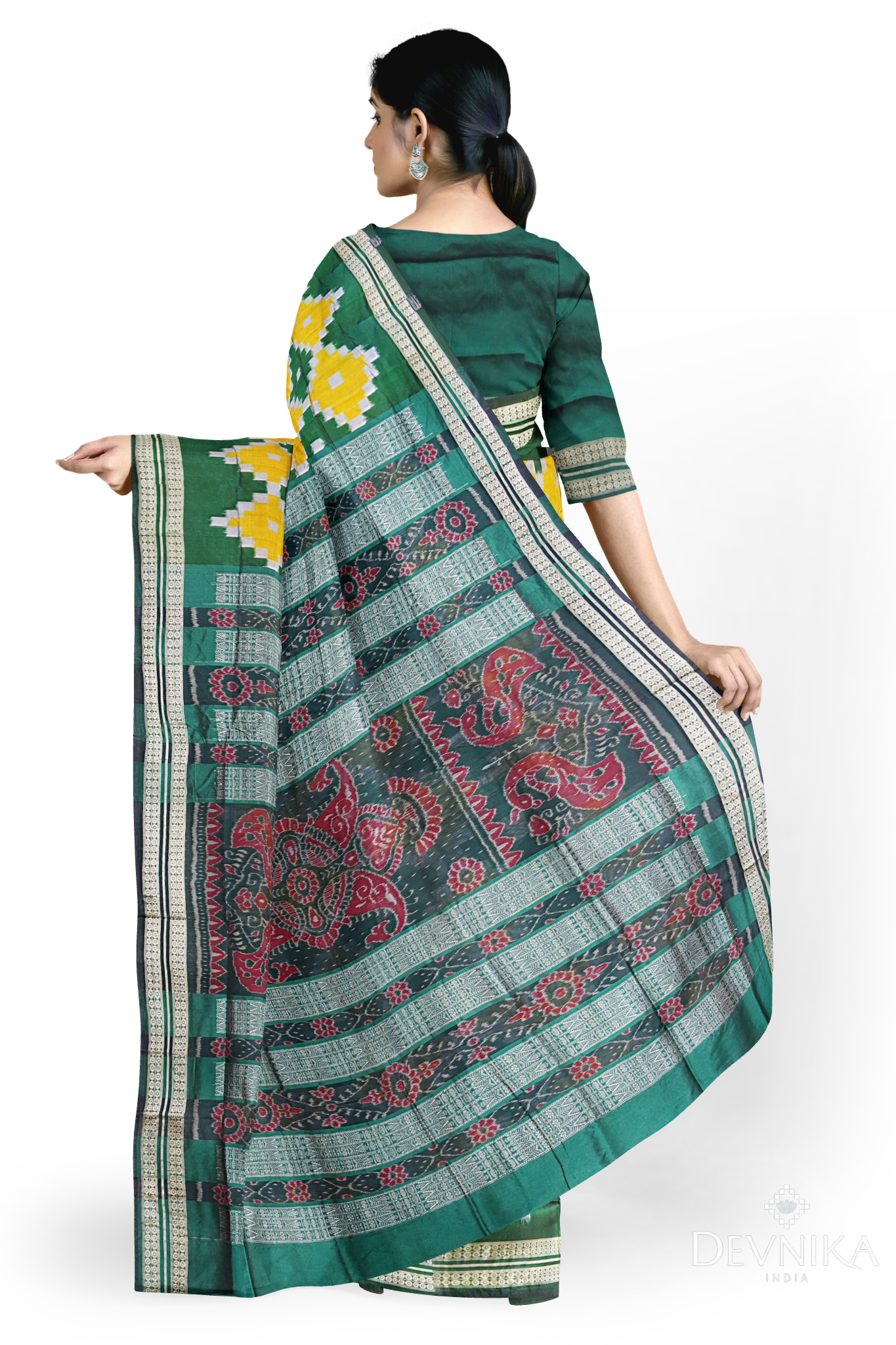 Yellow and Green Body Pasapalli Saree