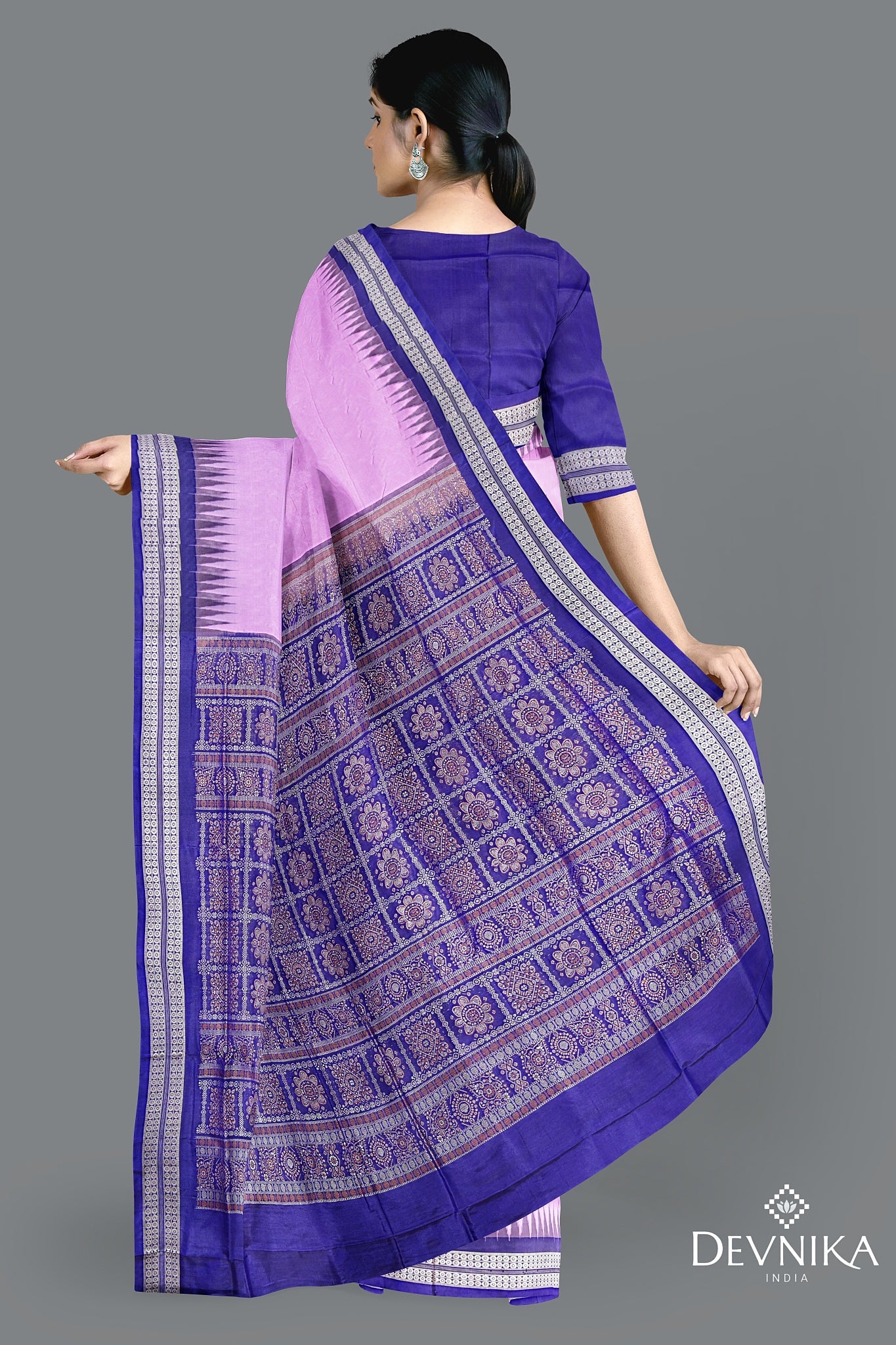 Deep Lavender Bomkai Butti Saree