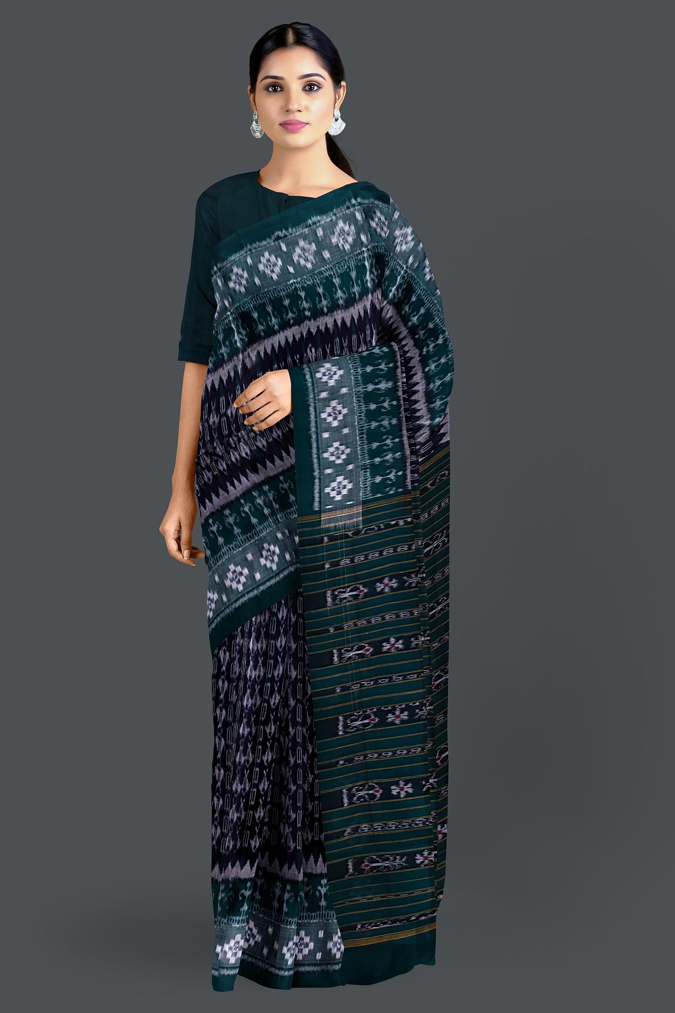 Dark Blue Teracota Bandha Saree