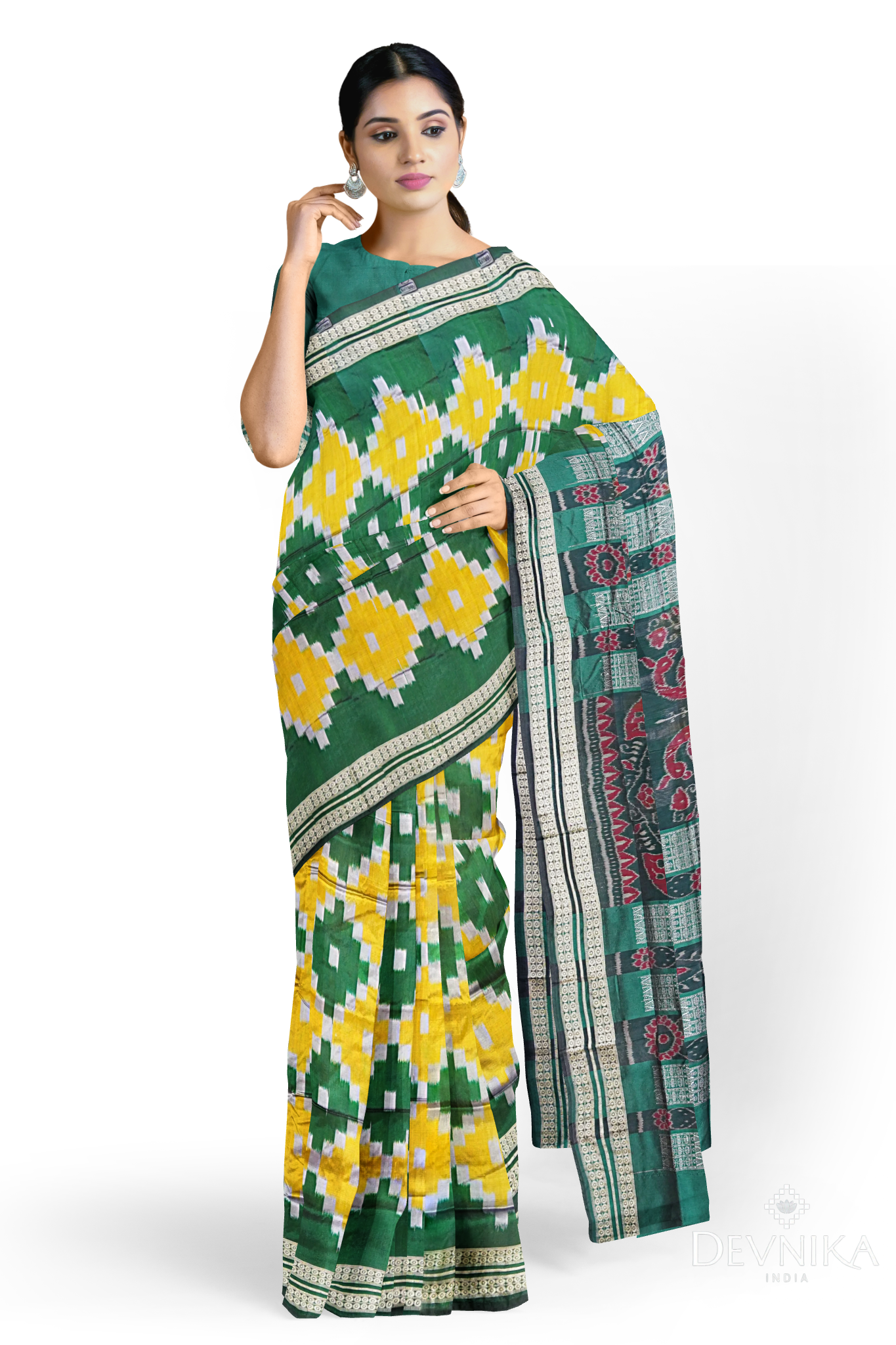 Yellow and Green Body Pasapalli Saree