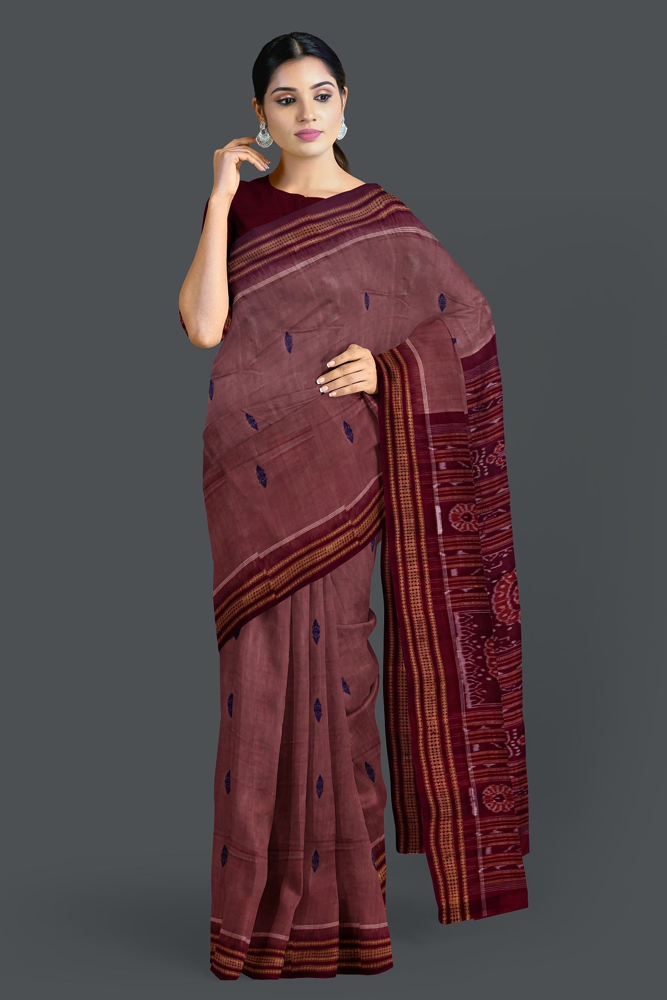 Light Coral Bomkai Saree