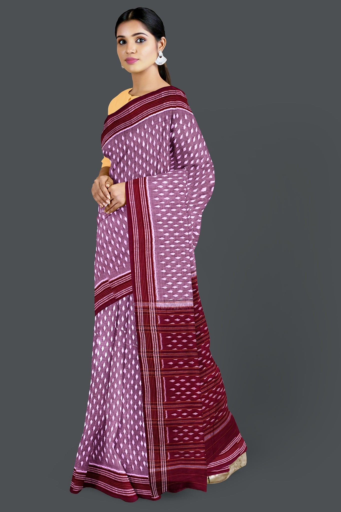 Steel Maroon Body Bandha Saree(With Out Blouse)