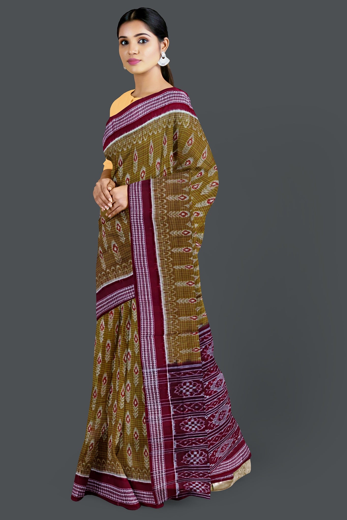 Light Olive Body Bandha Saree(With Out Blouse)