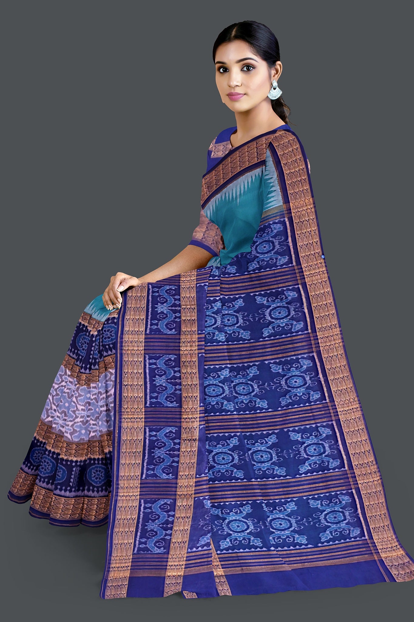 Sea Green Big Border Bandha Saree