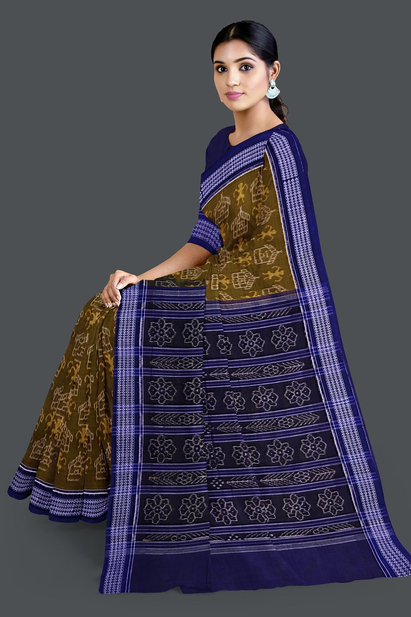 Olive Teracota Bandha Saree