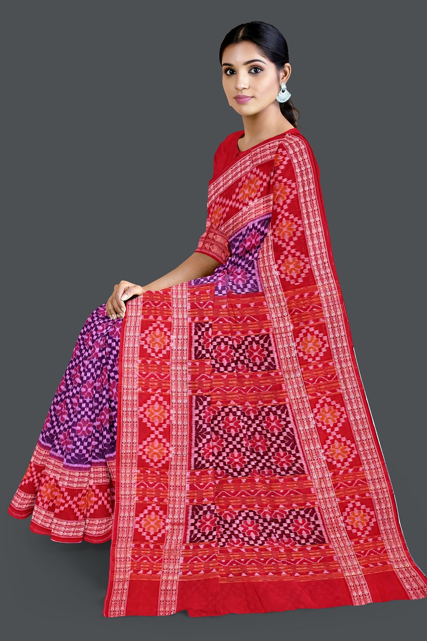 Purple Big Border Bandha Saree