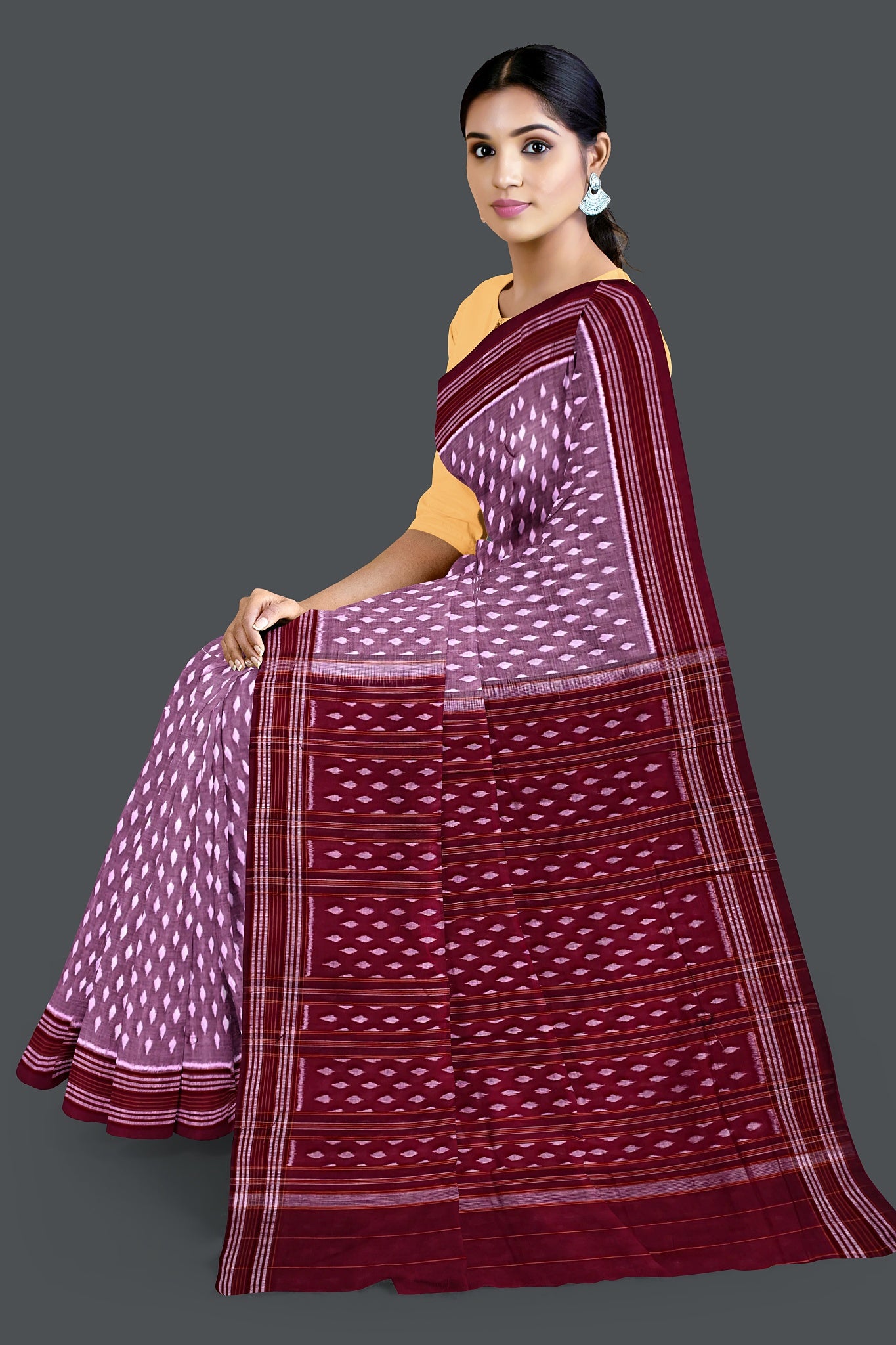 Steel Maroon Body Bandha Saree(With Out Blouse)