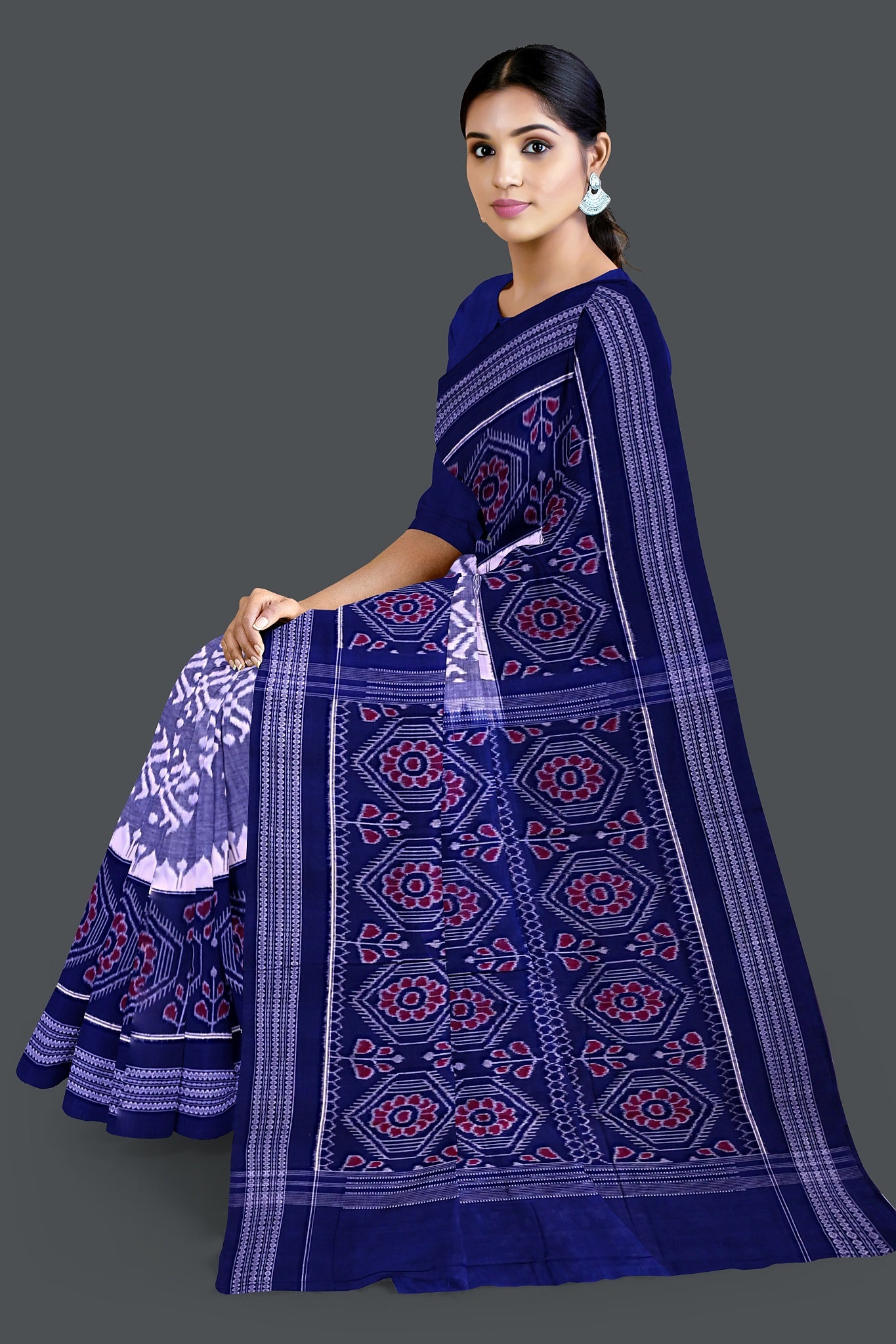 Light Steel Blue Body Bandha Saree(With Out Blouse)
