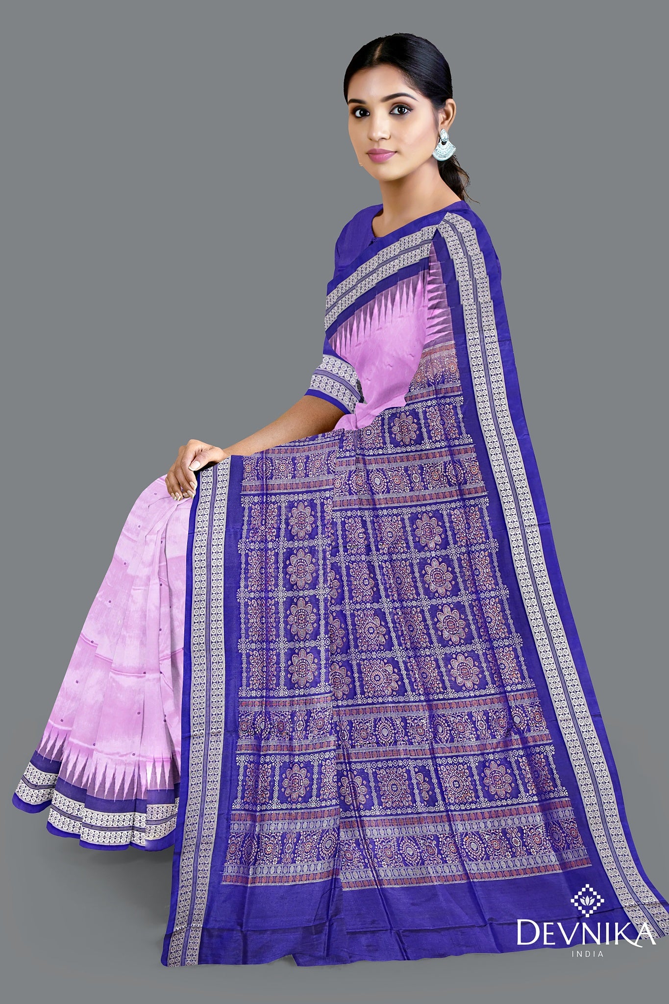 Deep Lavender Bomkai Butti Saree
