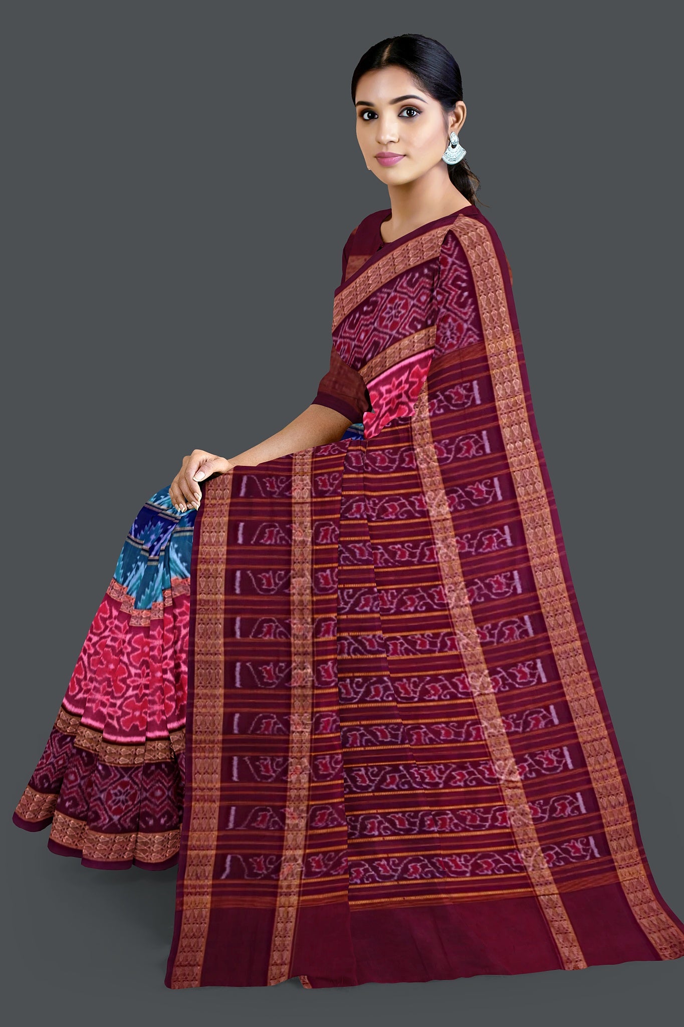 Green Double Border Bandha Saree