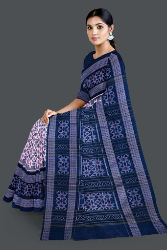 White Big Border Bandha Saree