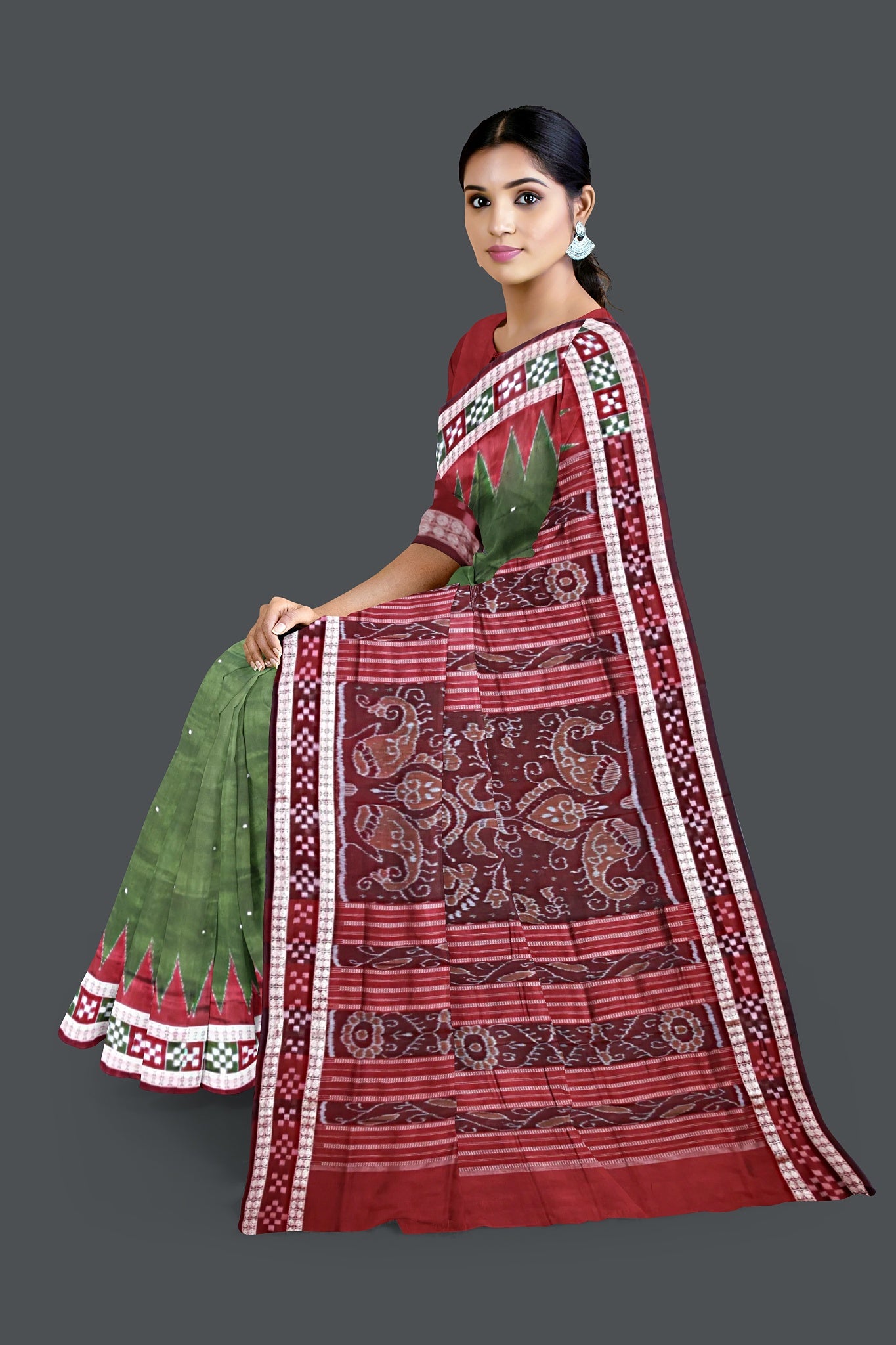 Emerald Green Border Pasapalli Saree