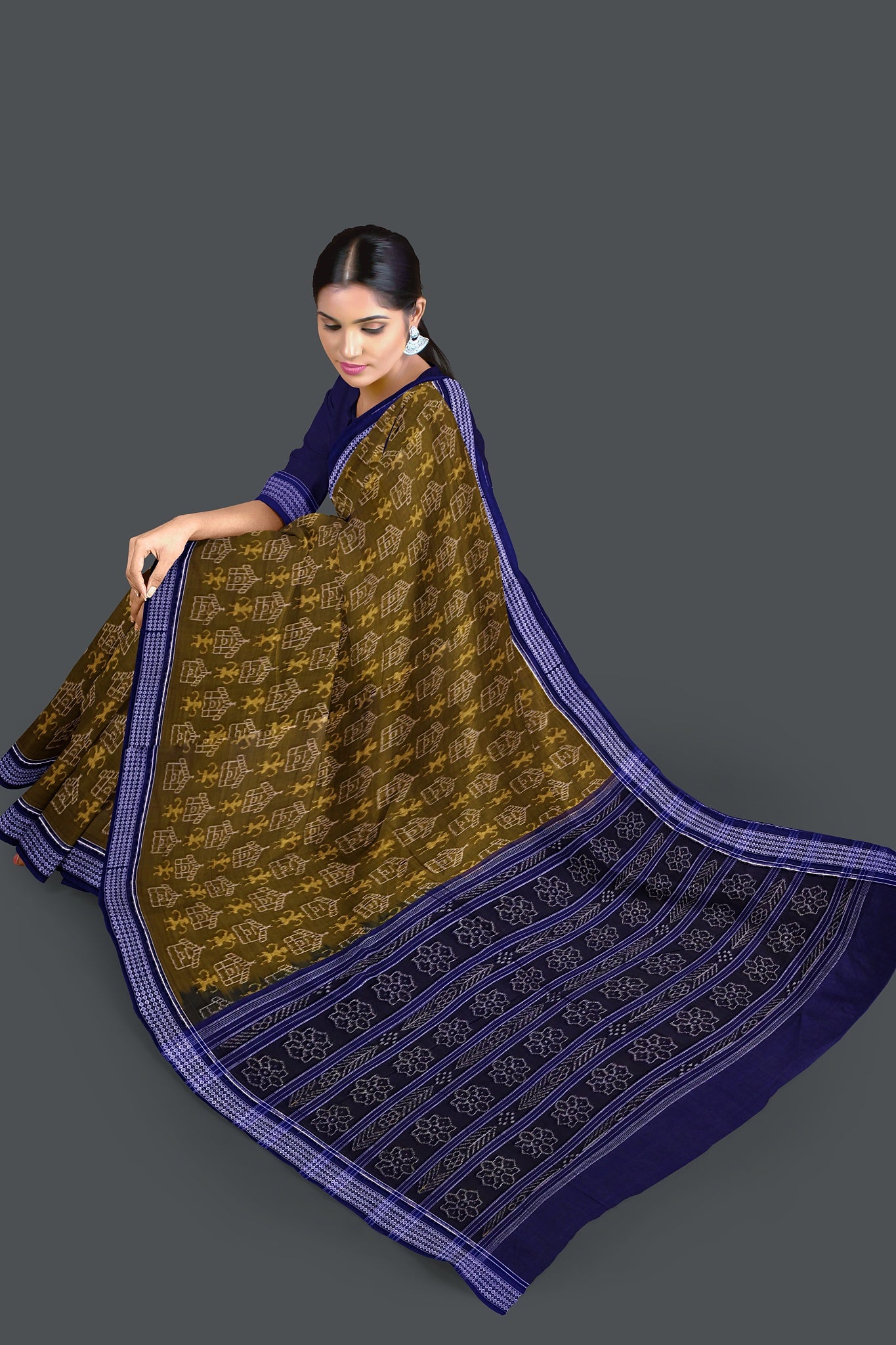 Olive Teracota Bandha Saree