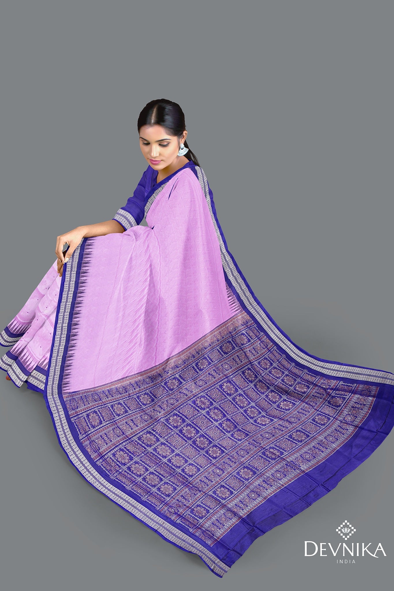 Deep Lavender Bomkai Butti Saree