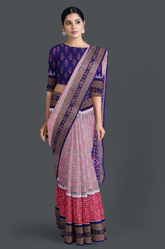 Sweet Pink Double Border Bandha Saree