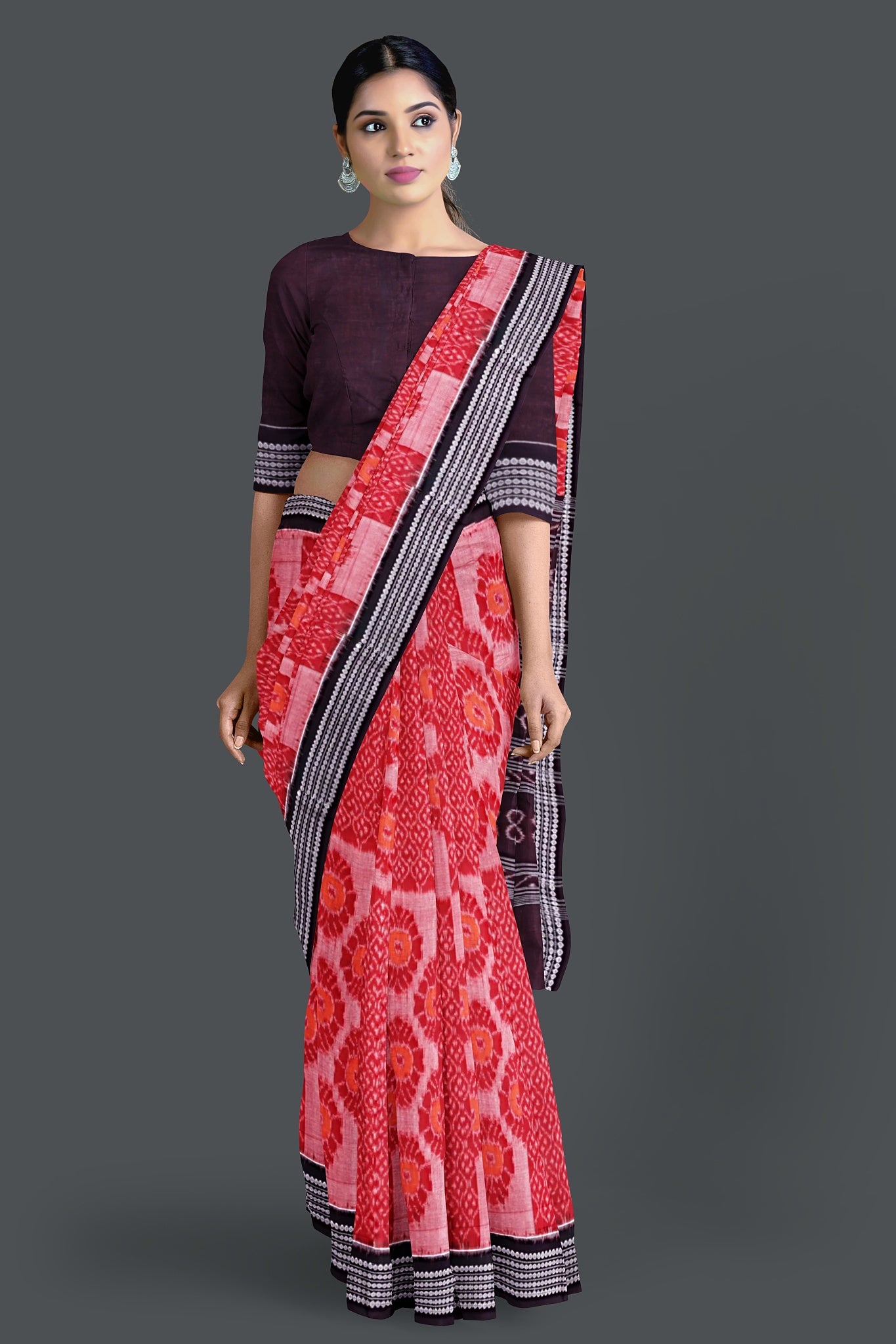 Red And Yellow Body Bandha Saree