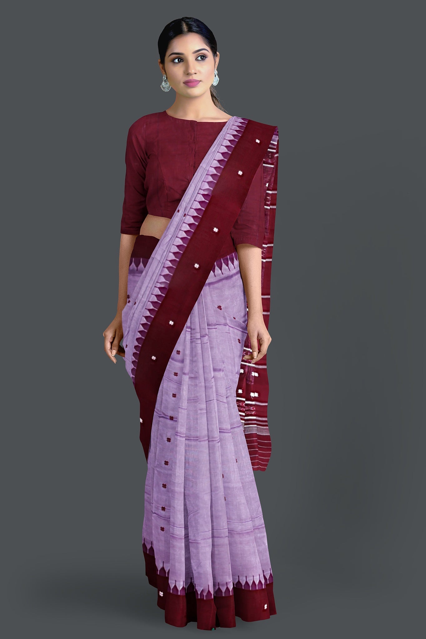 Light Violet Pata Bapta Saree