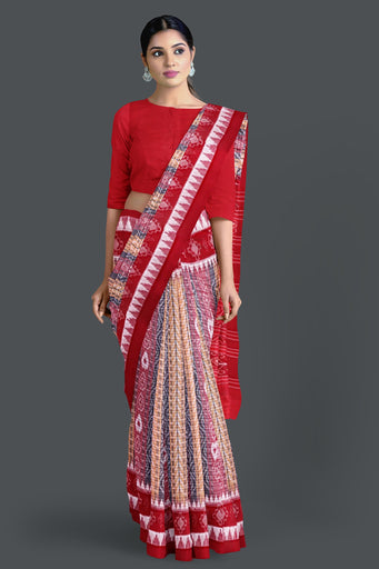 Yellow, Red And Black Body Bandha Saree