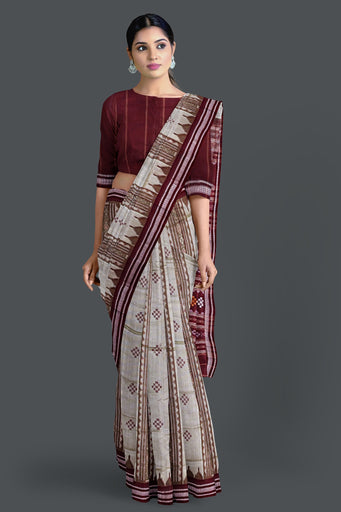 Maroon Pata Bapta Saree