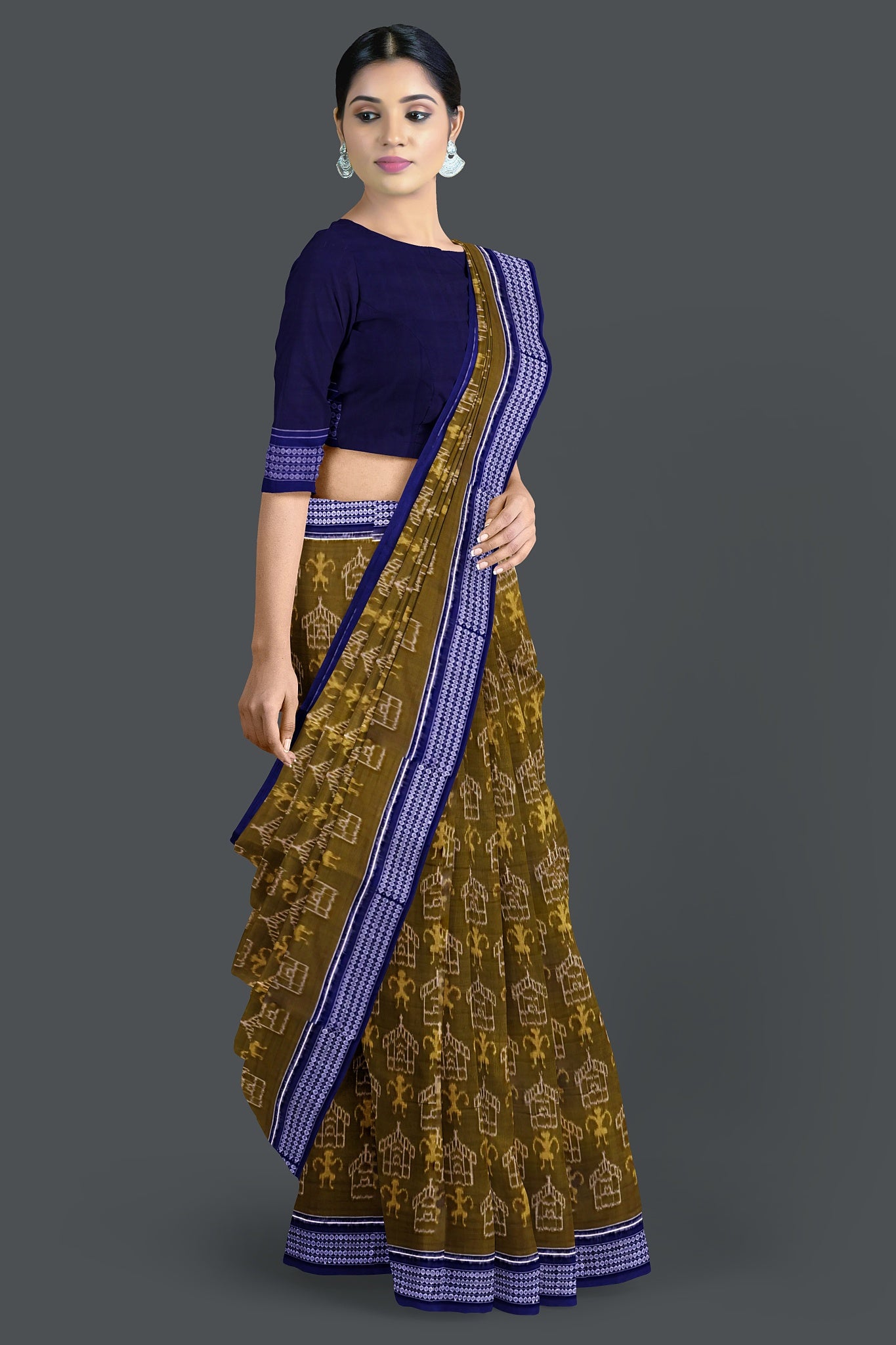 Olive Teracota Bandha Saree