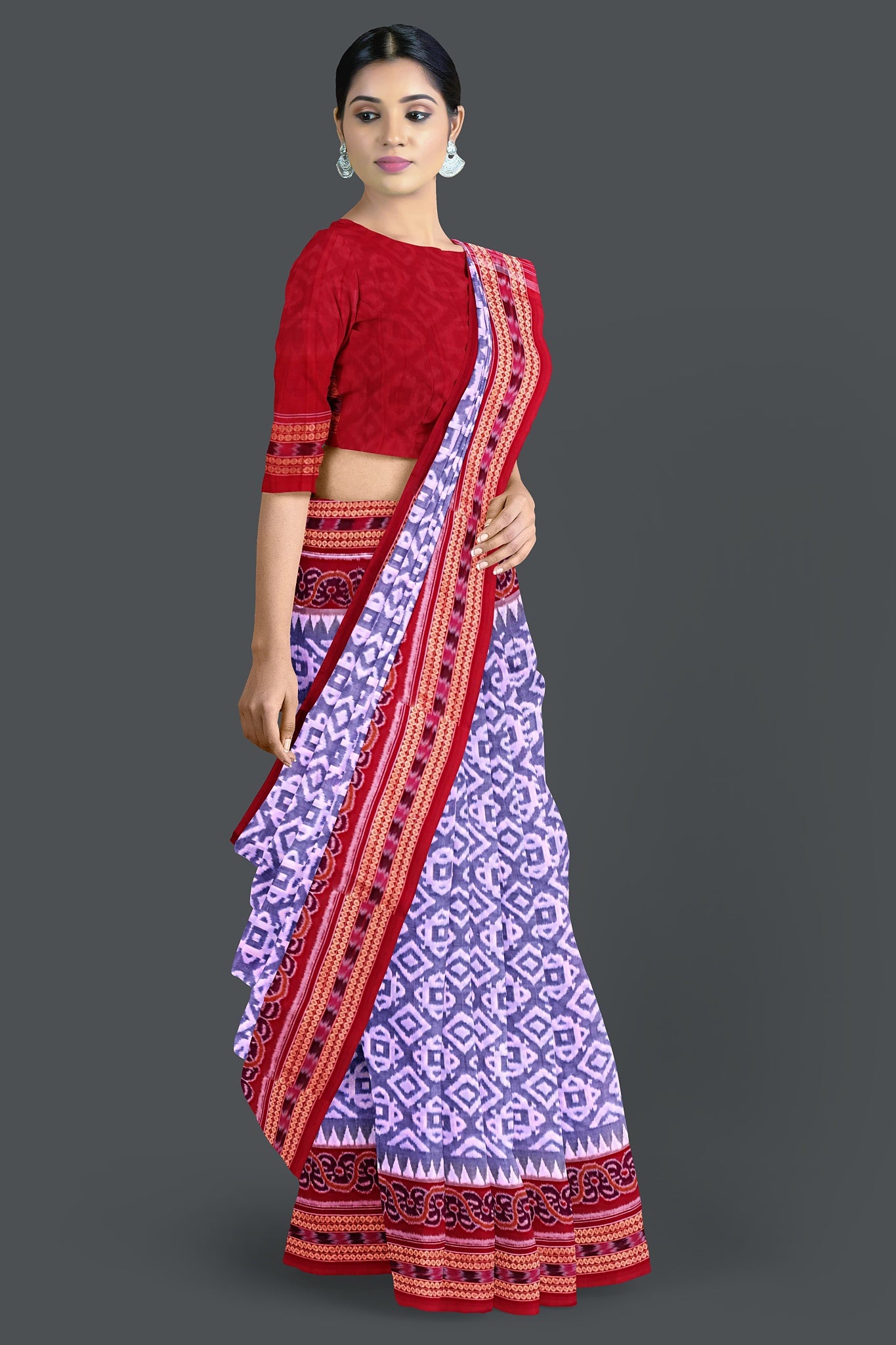 Purple And Lavender Big Border Bandha Saree