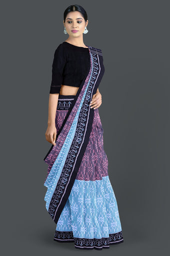 Light Aquamarine Half Half Bandha Saree(With Out Blouse)