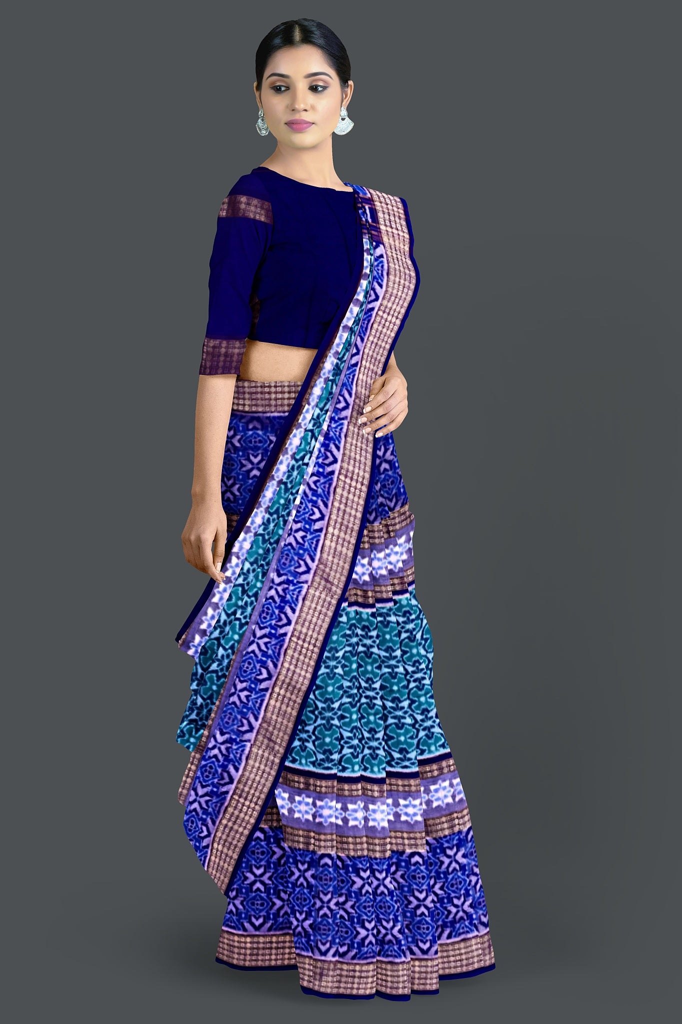 Light Green Double Border Bandha Saree