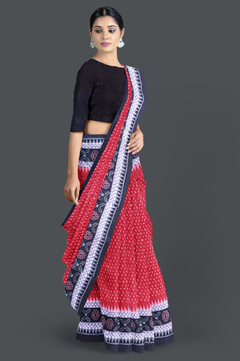 Red Double Border Bandha Saree