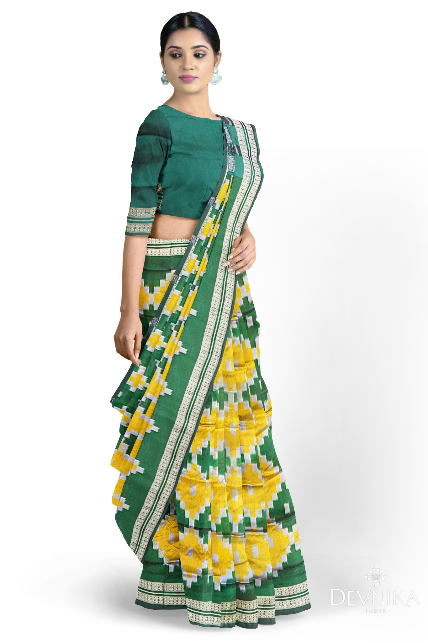 Yellow and Green Body Pasapalli Saree