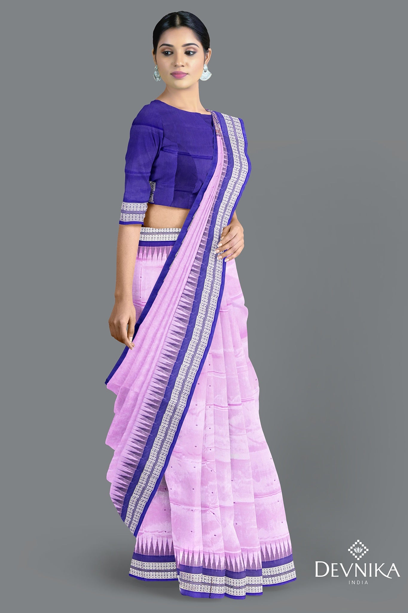 Deep Lavender Bomkai Butti Saree