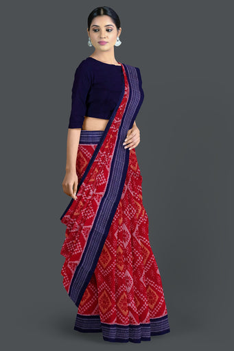 Red And Brwon Paper Bandha Saree
