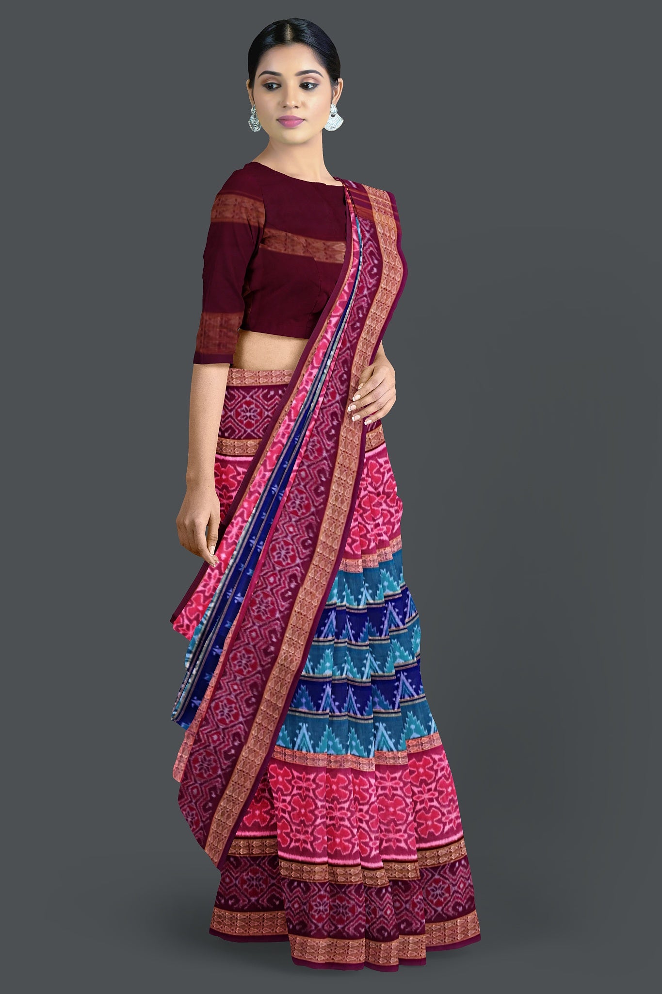 Green Double Border Bandha Saree