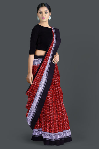 Brown Double Border Bandha Saree