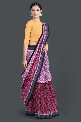 Maroon Half Half Bandha Saree(With Blouse)