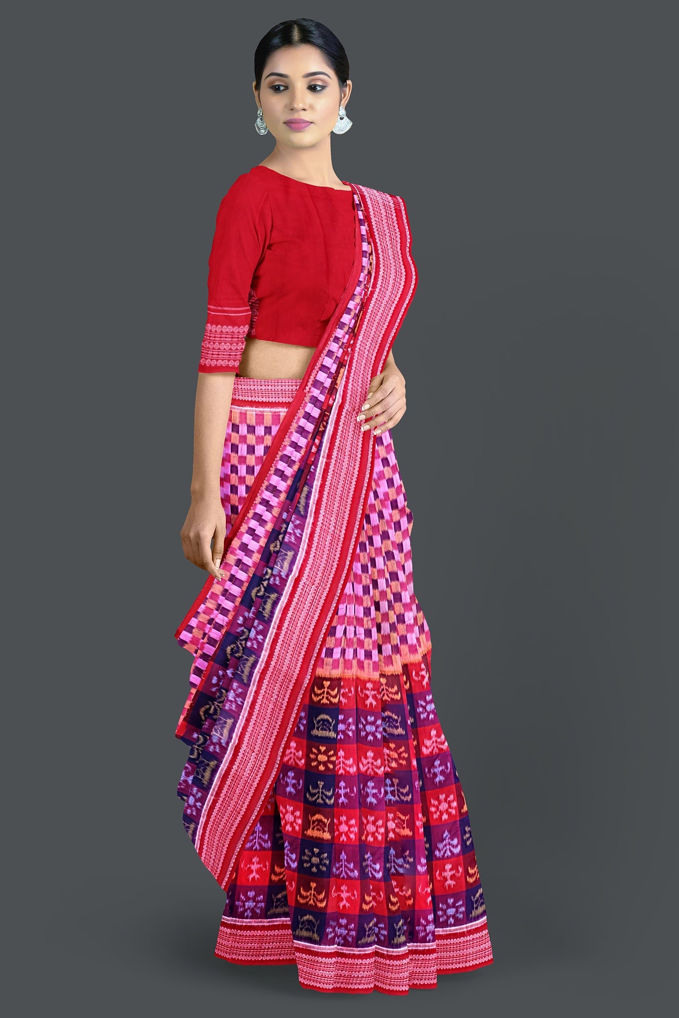 Blue, Magenta Teracota Bandha Saree