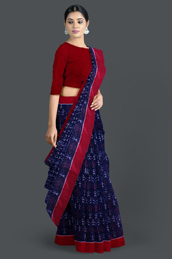 Navy Blue Teracota Bandha Saree