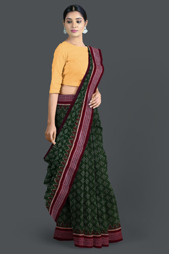 Deep Green Body Bandha Saree(With Out Blouse)