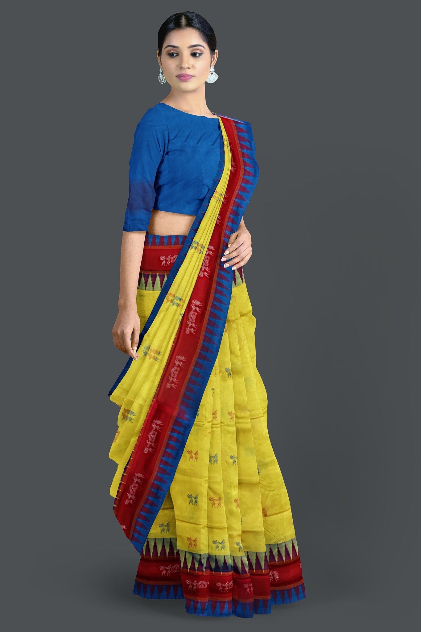 Bright Yellow Traditional Marriage Bomkai Saree