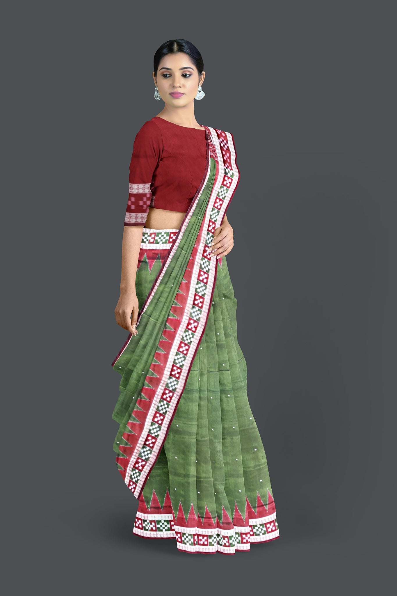 Emerald Green Border Pasapalli Saree