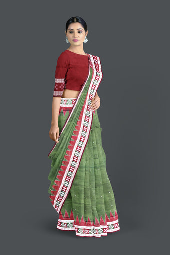 Emerald Green Border Pasapalli Saree
