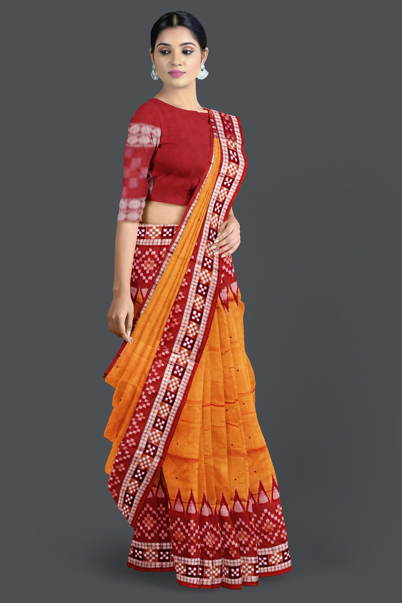 Golden Orange Border Pasapalli Saree