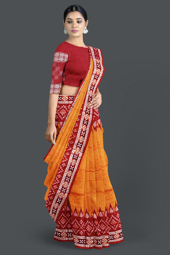 Golden Orange Border Pasapalli Saree
